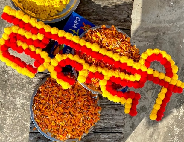 Haldi with flower